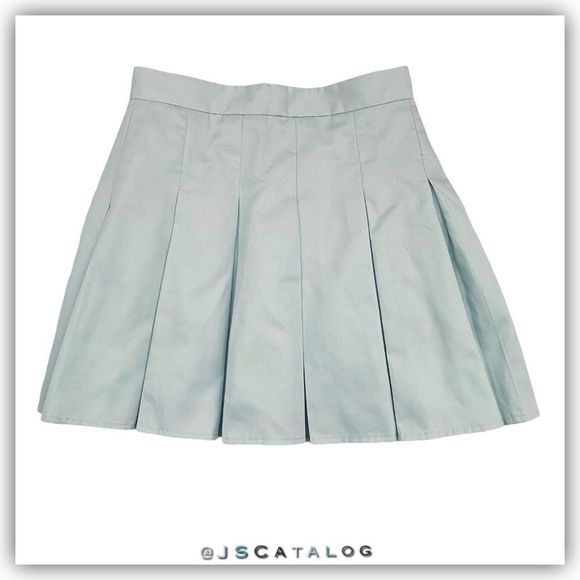 Forever 21 Light Blue Pleated High Waist Back Zipper Closure Lined Mini Skirt - - Picture 2 of 5